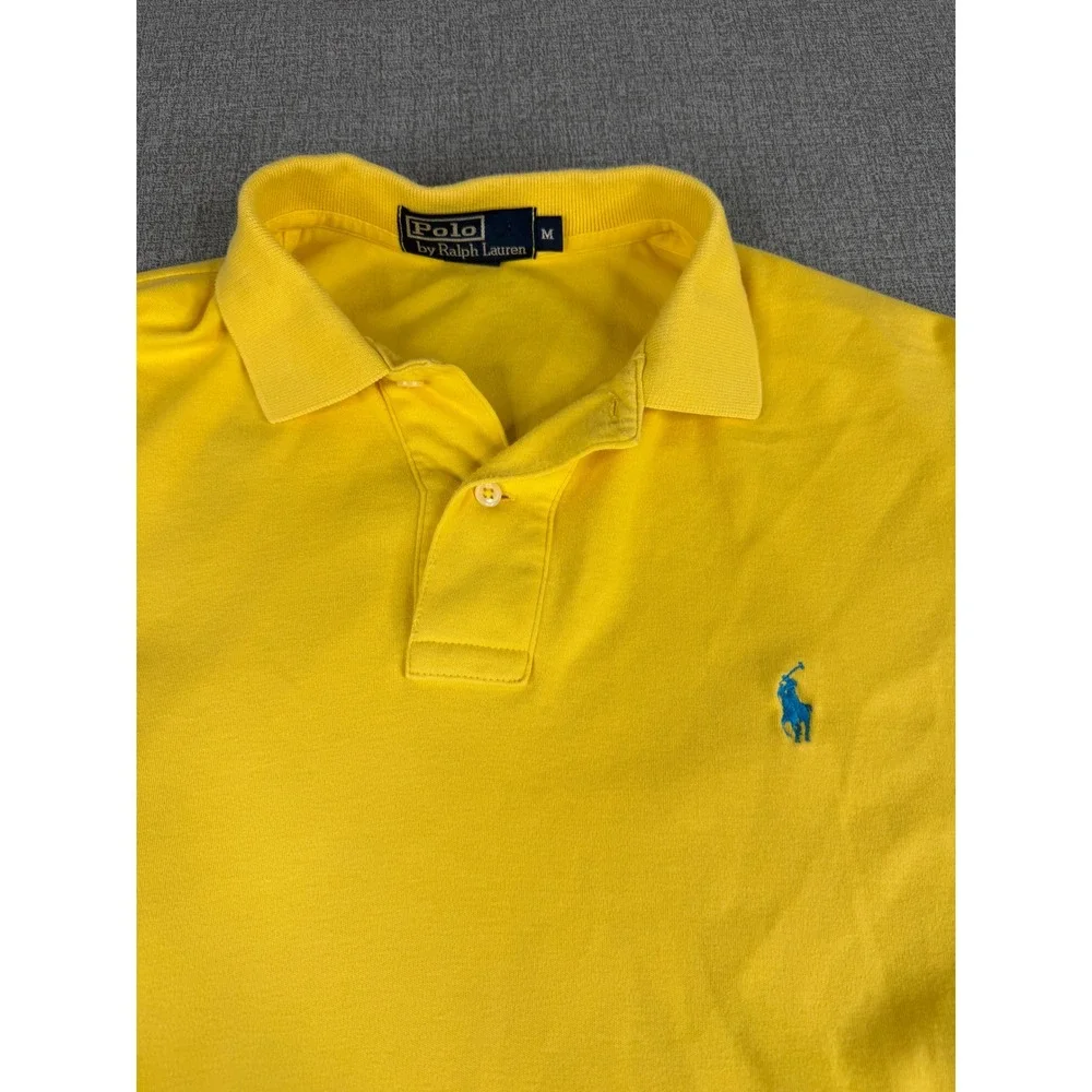 Polo Ralph Lauren MensYellow Short Sleeve Pique Polo Shirt Size M Turquoise Logo